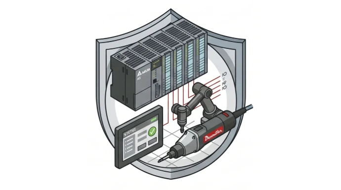 Icono de soluciones de automatización industrial y control de alta precisión.