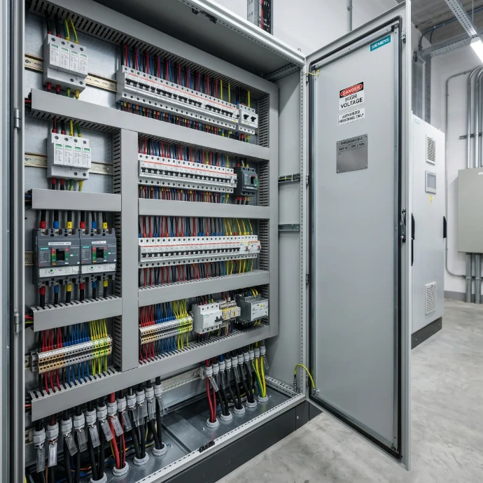Componentes y soluciones eléctricas para distribución y protección industrial.